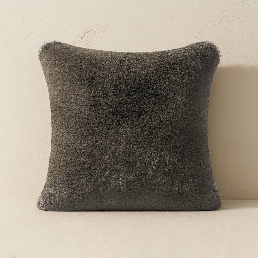 Luxury Soft Faux Chinchilla Fur Throw Pillow Cover 1 Piece, Decorative Plush Fluffy Cozy Mink Pil... | Amazon (US)