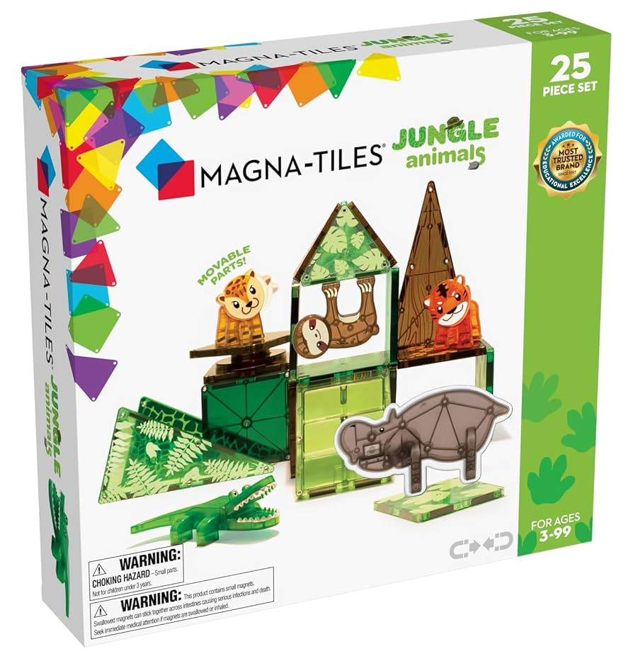 MAGNA-TILES Jungle Animals 25-Piece Magnetic Construction Set, The ORIGINAL Magnetic Building Bra... | Amazon (US)
