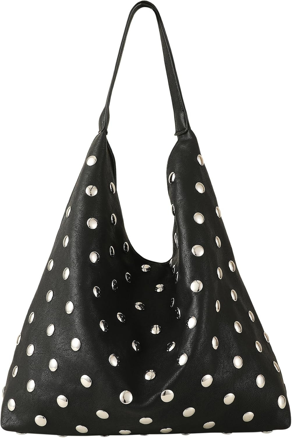 Studded Hobo Purse for Women, Leather Tote Bag Rivet Studded Shoulder Bag Punk Handbag | Amazon (US)