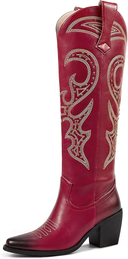 wetkiss Cowboy Boots for Women Knee High, Cowgirl Boots Women Rhinestone Comfort Fashion Tall Spa... | Amazon (US)