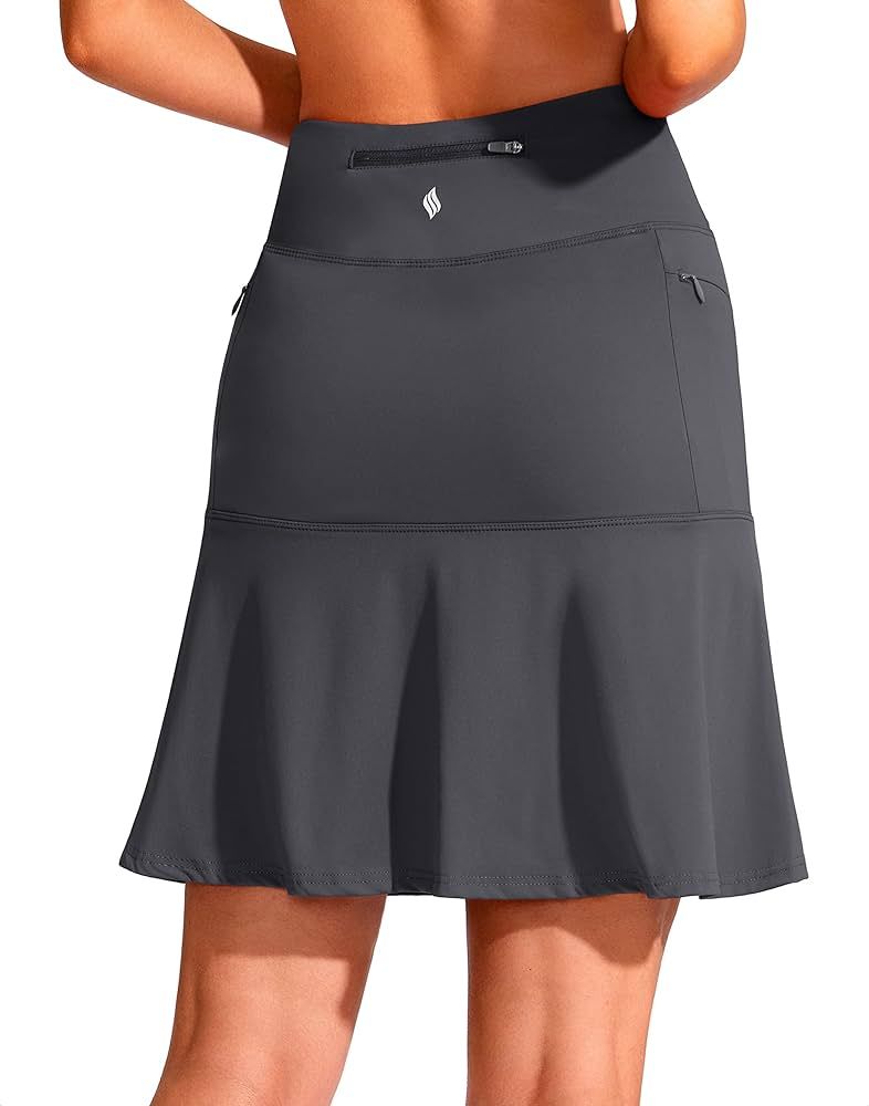 SANTINY 19" Golf Skorts Skirts for Women Zipper Pockets Knee Length Skort Women's High Waist Athl... | Amazon (US)