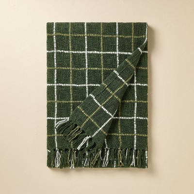 Plaid Woven Throw Blanket Green - Hearth & Hand™ with Magnolia | Target