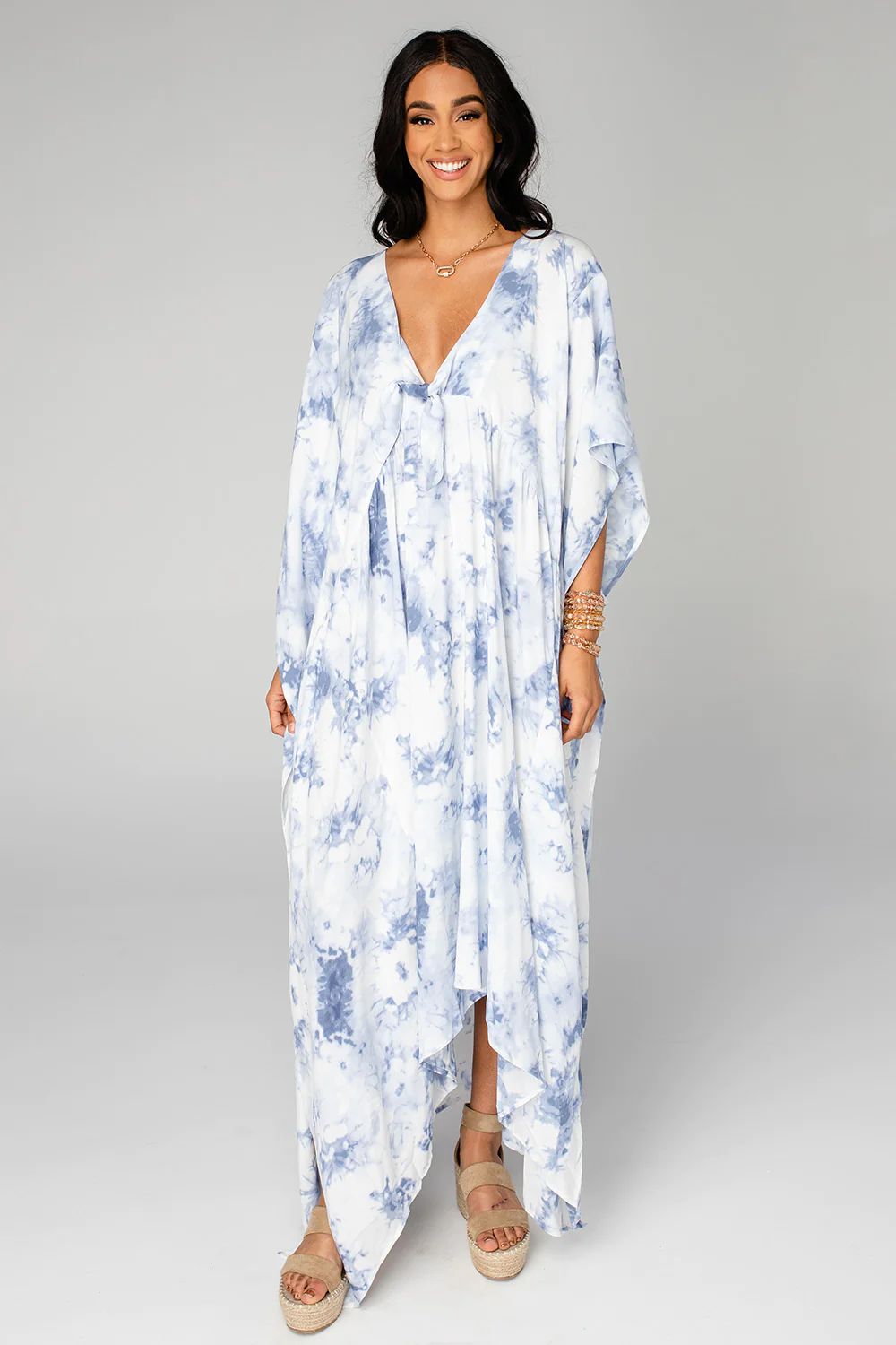 Mamie Caftan Maxi Dress - Blue Clouds | BuddyLove