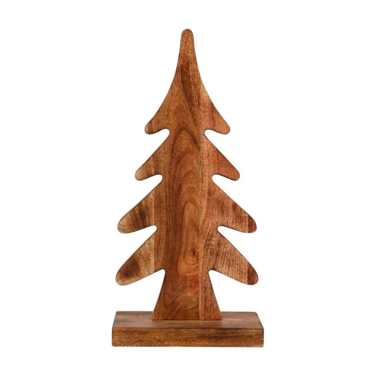 Natural Mango Wood Christmas Tree Tabletop Decoration, Brown, 16.7", by Holiday Time | Walmart (US)