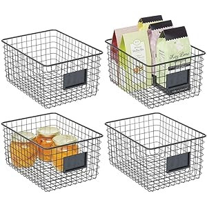 mDesign Farmhouse Decor Metal Wire Food Organizer Storage Bin Basket for Kitchen Cabinets, Pantry, B | Amazon (US)
