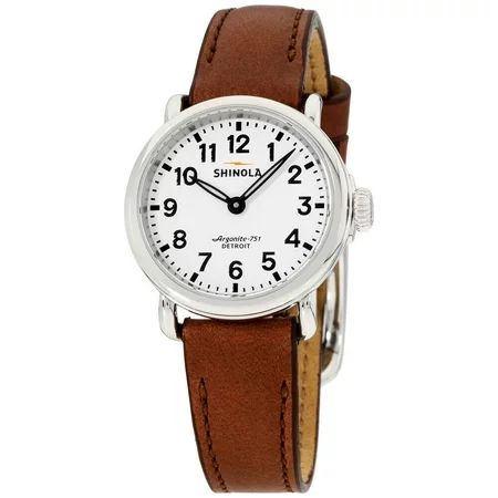 Shinola The Runwell White Dial Leather Strap Ladies Watch S0120080480 | Walmart (US)