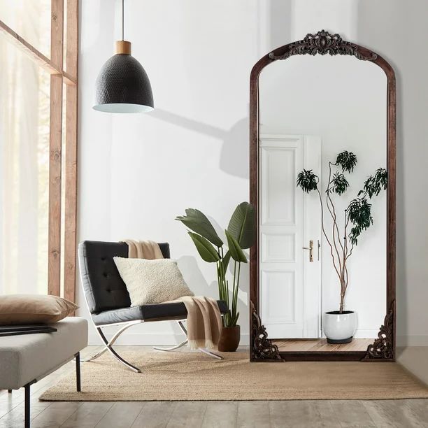 NeuType Arch Mirror Full-Length Mirror Vintage Decorative Mirror,71"x31",Natural | Walmart (US)