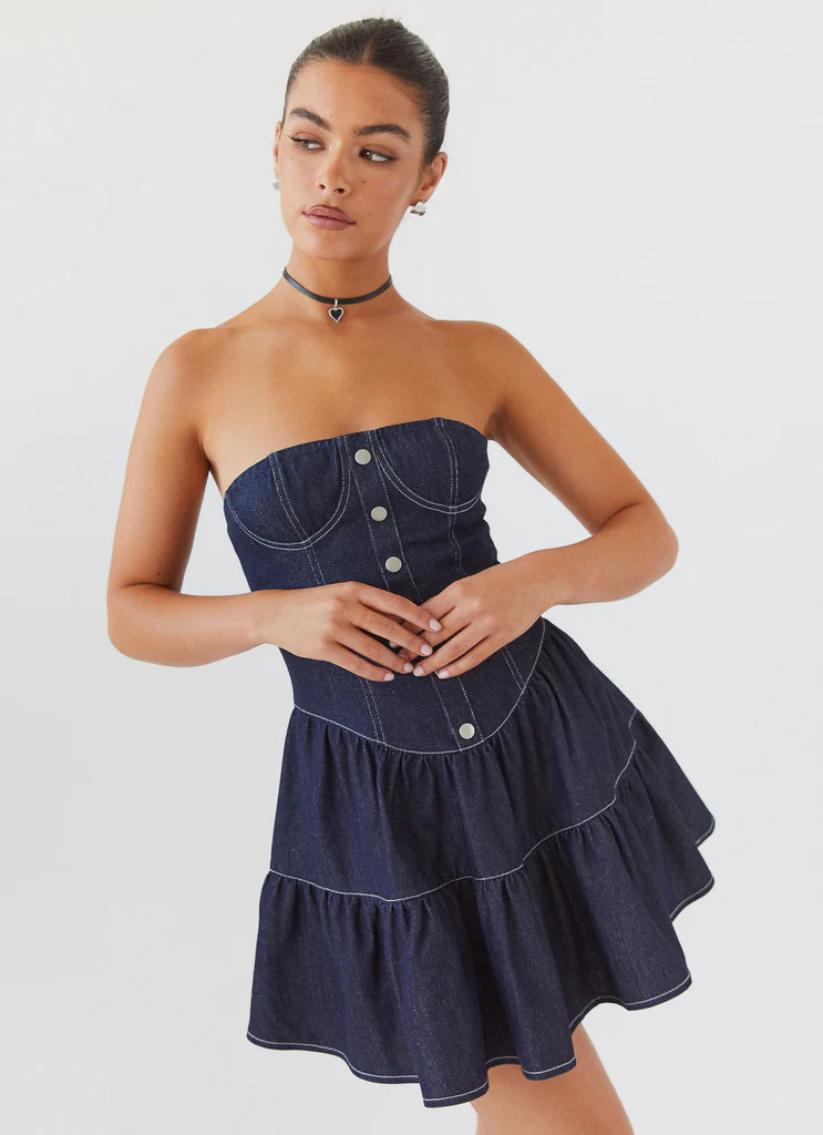 Adriana Denim Bustier Dress - Indigo | Peppermayo (Global)