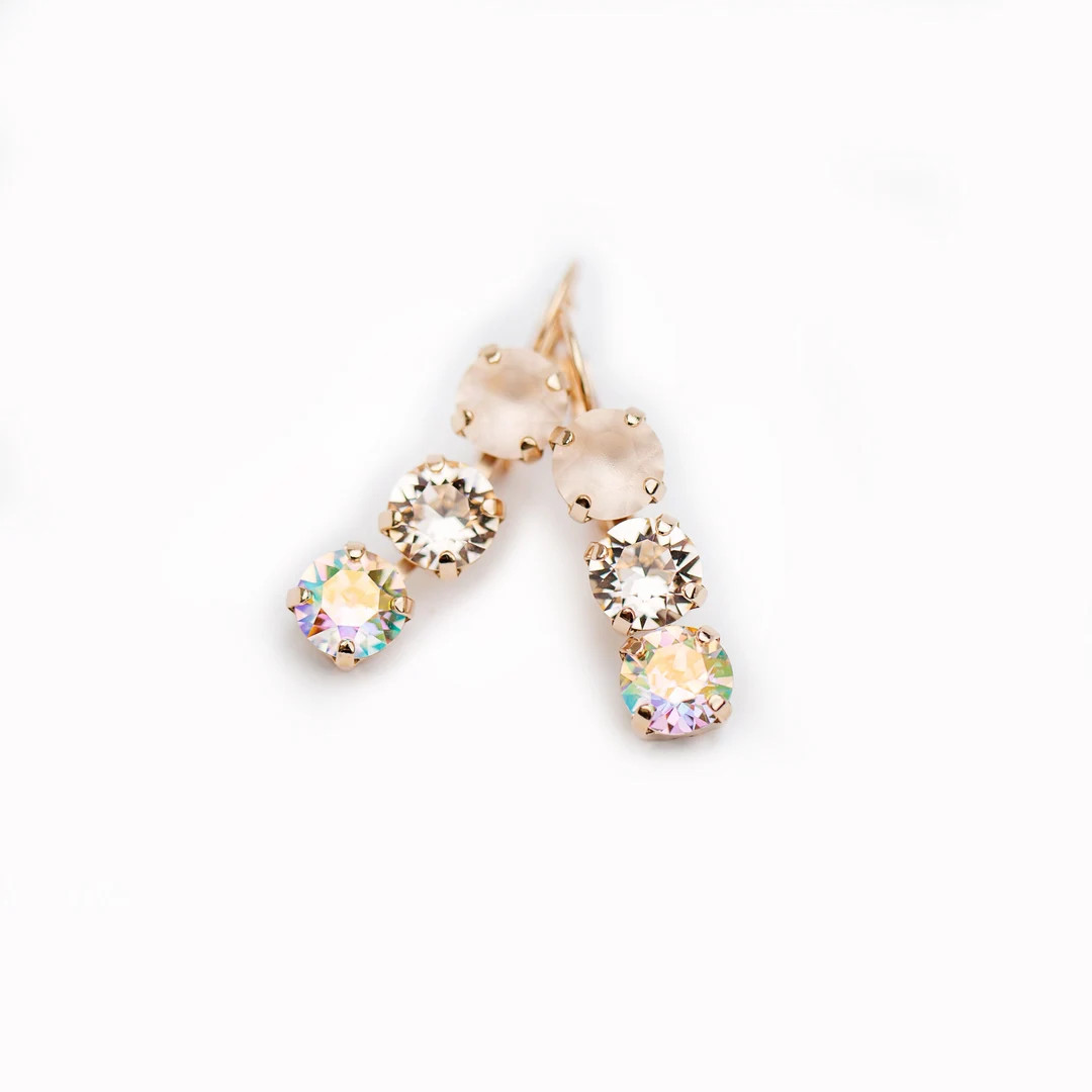8mm 3 Stone drops -Champange Pop -choose setting color | Etsy (US)