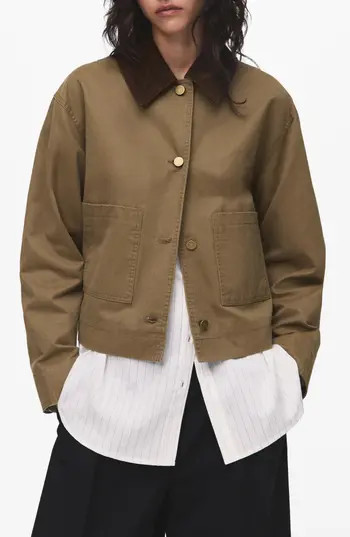 MANGO Corduroy Collar Denim Jacket in Ochre at Nordstrom Rack, Size Small | Nordstrom Rack