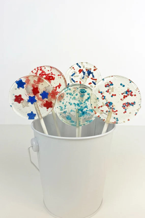 Red, White & Blue Lollipops, Memorial Day, 4th of July, Independence Day, Patriotic, Set of 10 Lo... | Etsy (US)