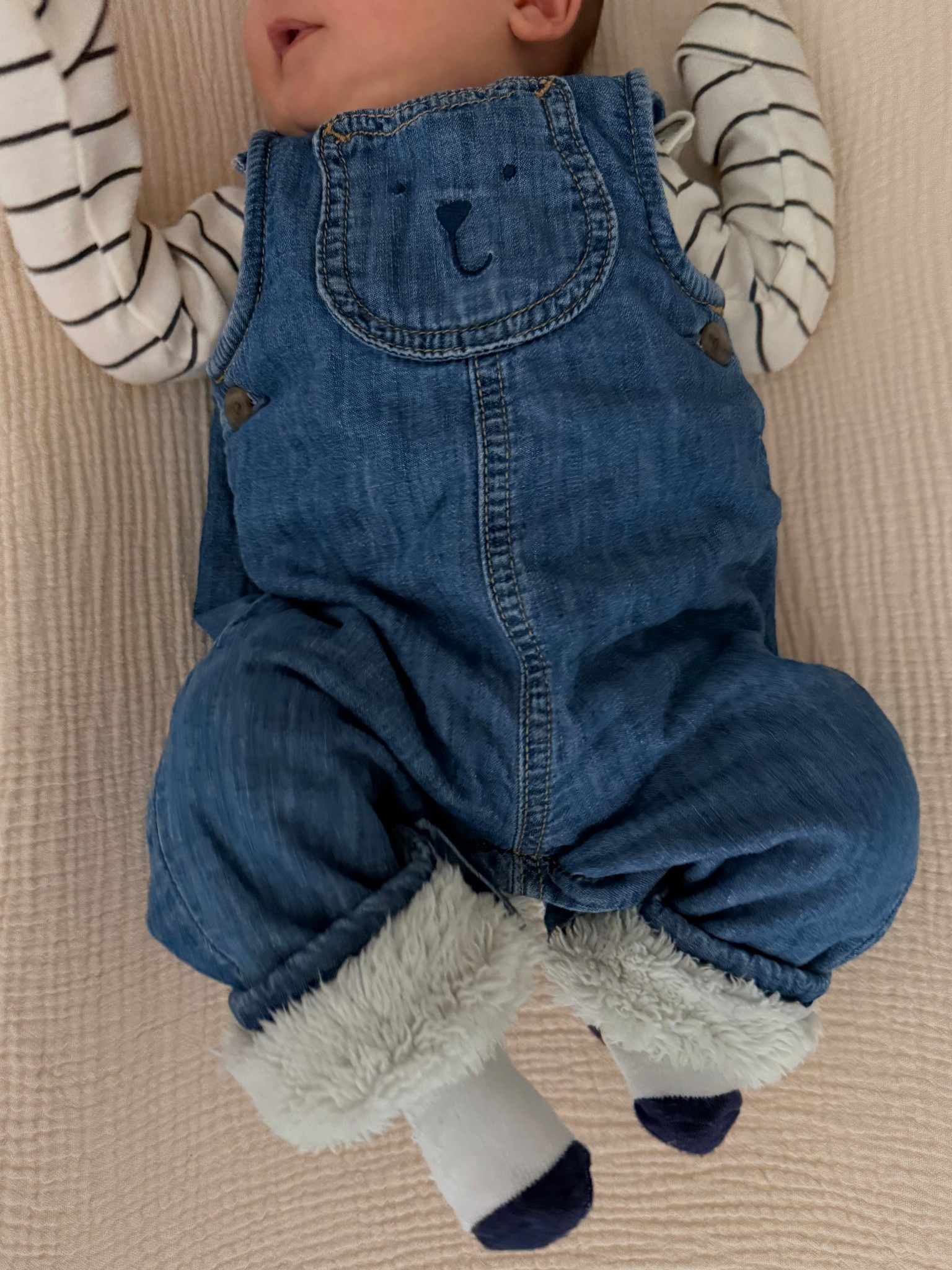 Fleece lined overalls for infant (wearing 0-3 at 6 weeks) 
Baby clothes , Baby overalls , Baby denim 


#LTKmomlife #LTKBaby