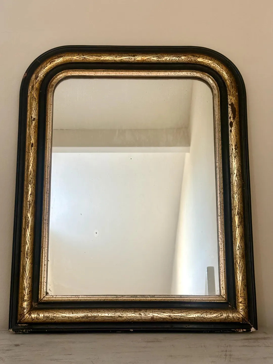 Antique French Louis Philippe Mirror, beautiful combination of Giltwood and black finish frame, o... | Etsy (US)