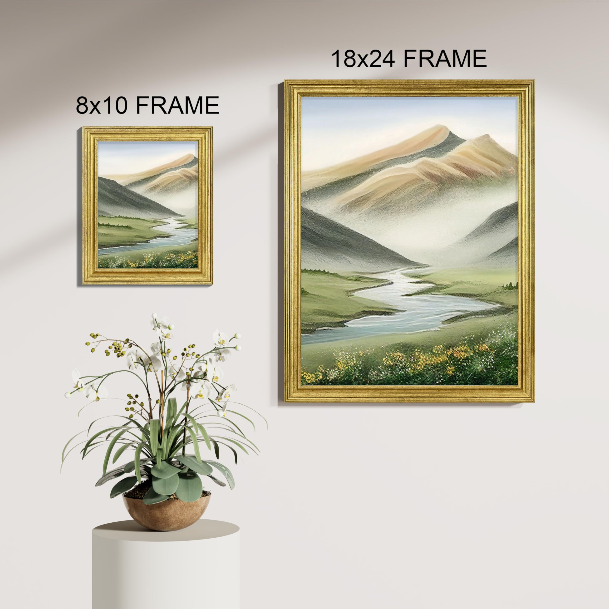 Vittanly 18x24 Picture Frames Set of 2, Ornate Vintage Photo Frame for Wall Mount, Display 16x20 Pictures with Mat or 18x24 without Mat, Rustic Gold | Amazon (US)