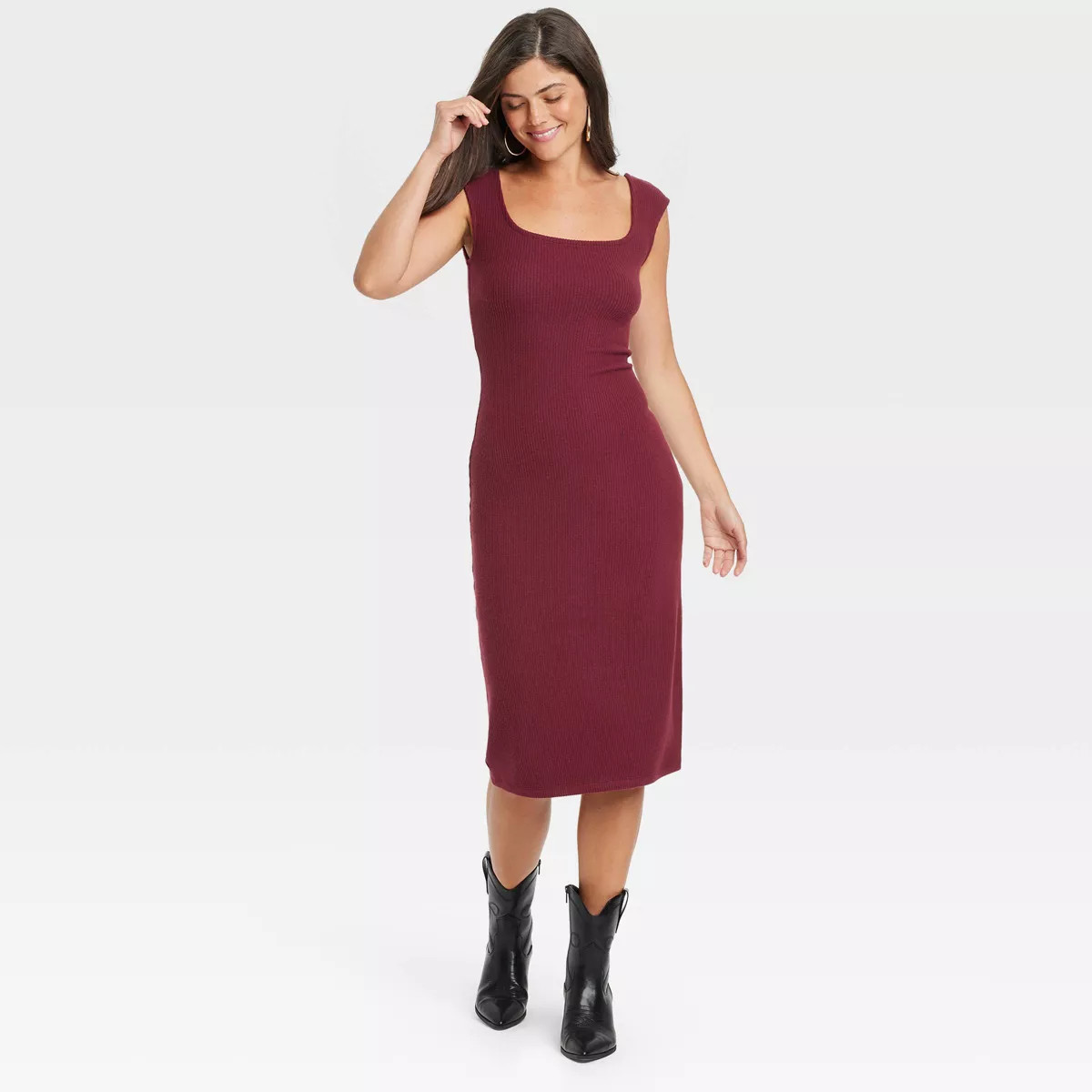 Women's Knit Midi Bodycon Dress - Universal Thread™ Maroon M | Target