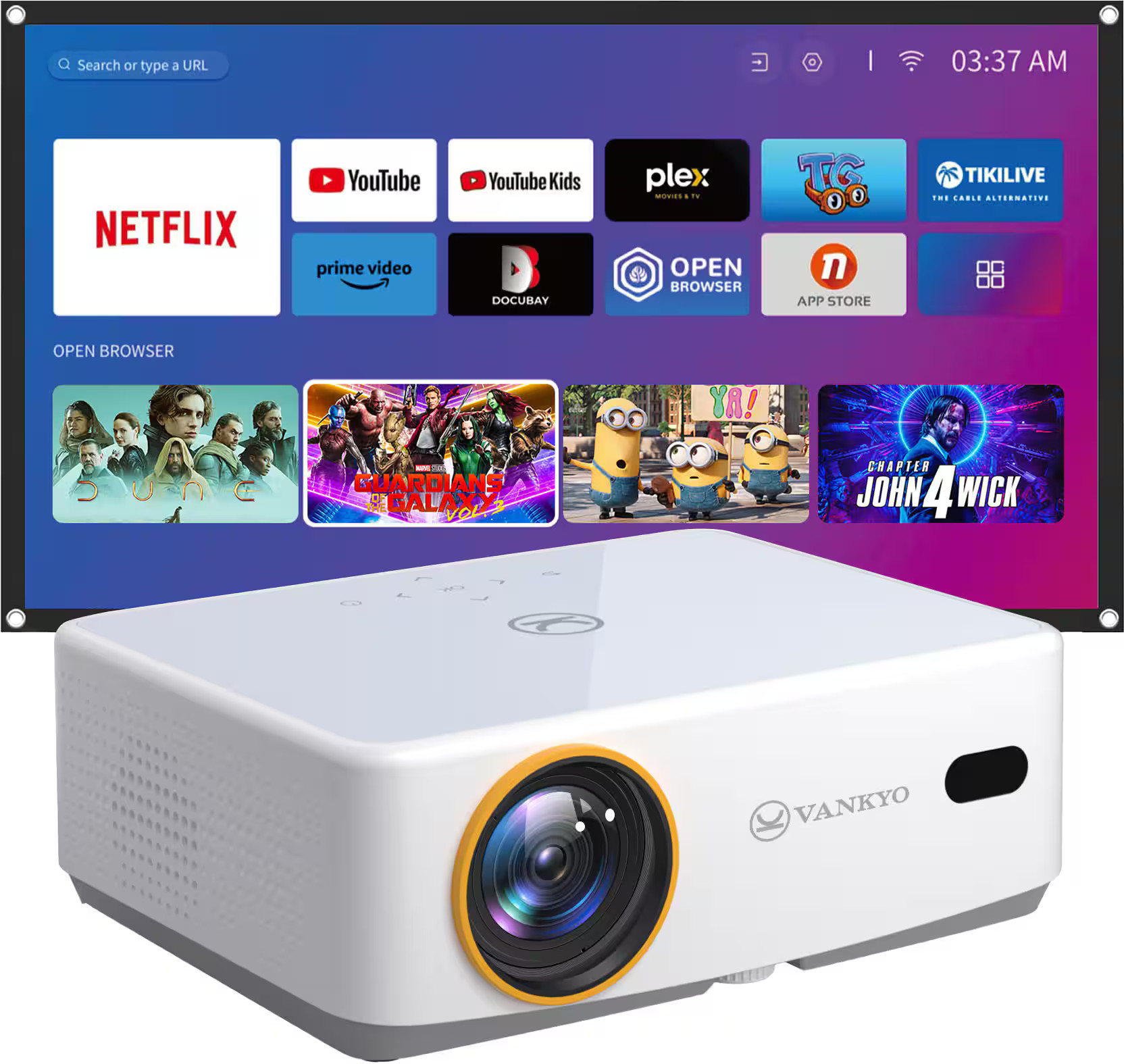Vankyo Leisure 570B Native 1080P Wireless Smart WebOS Single LCD Mini Projector, Screen Included ... | Best Buy U.S.
