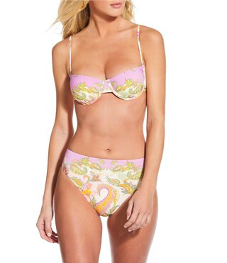 Gianni Bini Paisley Demi Underwire Bralette Swim Top & High Waisted Swim Bottom | Dillard's | Dillard's