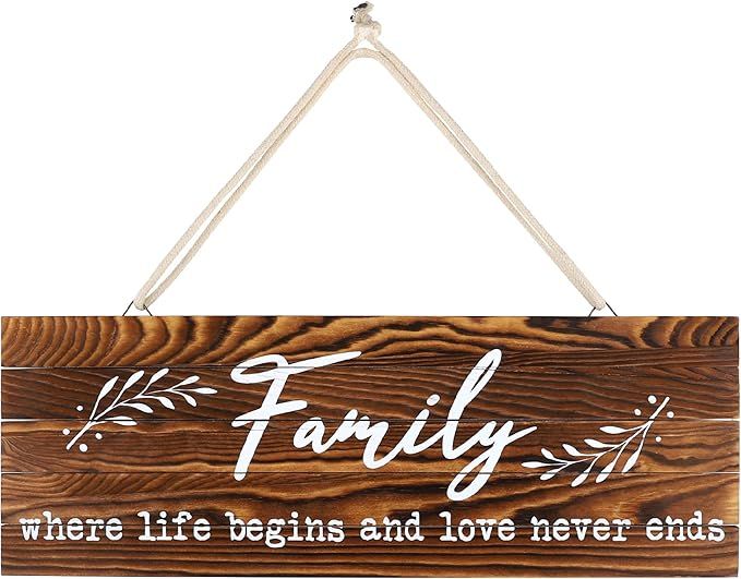 Family Sign. Real Pallet Wood Sign for Farmhouse Home Decor, Rustic Home Wall Decor, Farmhouse Wa... | Amazon (US)