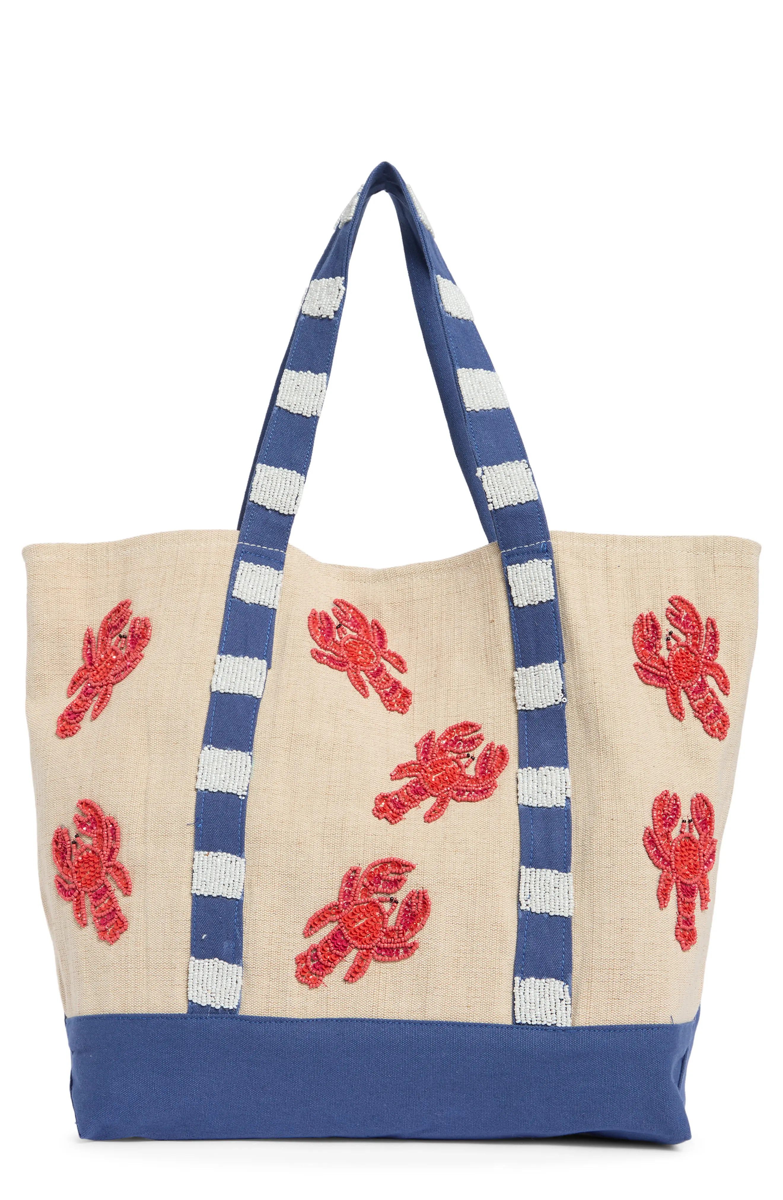 Collection XIIX Lobster Beaded Canvas Tote in Blue at Nordstrom Rack | Nordstrom Rack