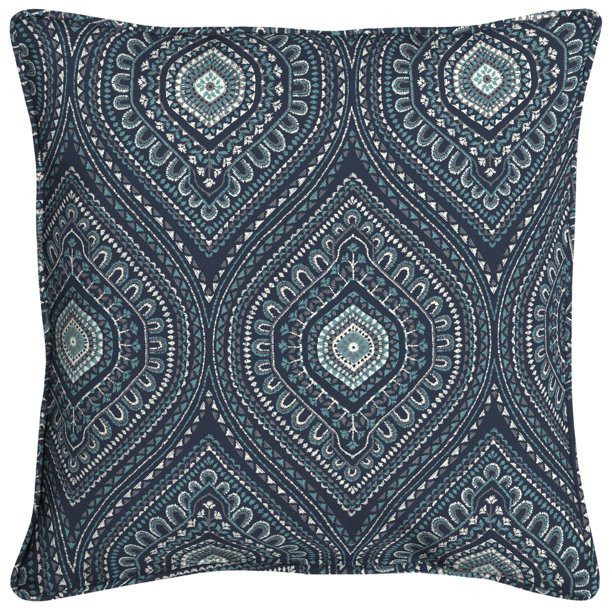 Better Homes & Gardens 20" x 20" Blue Medallion Polyester Outdoor Throw Pillow (1 Piece) | Walmart (US)