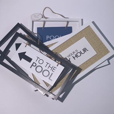 Pack Of 5 Small wall signs, To The Pool, Every Hour Is Happy Hour. | eBay | eBay US