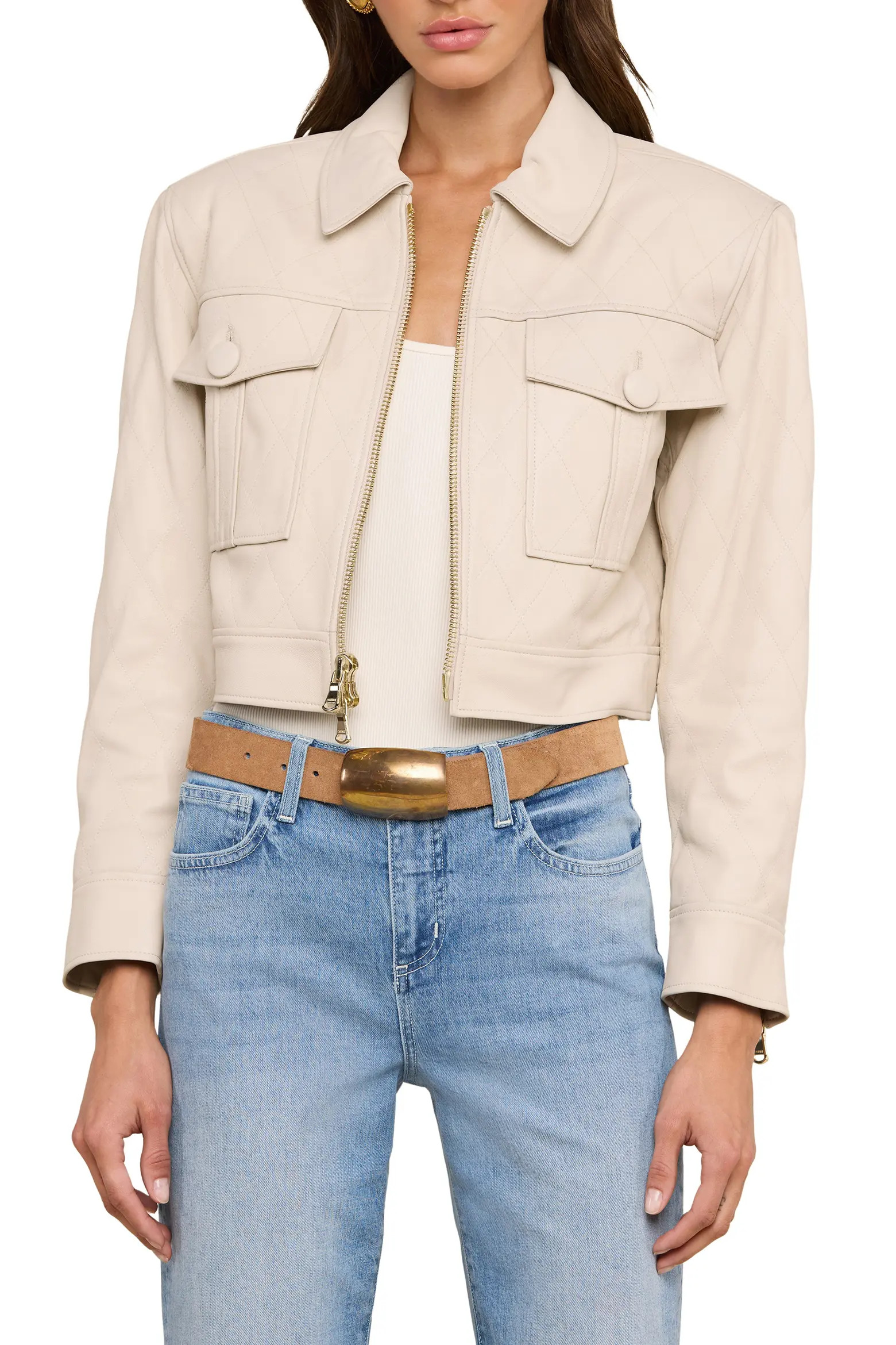 Micah Quilted Leather Crop Jacket (Women) | Nordstrom | Nordstrom