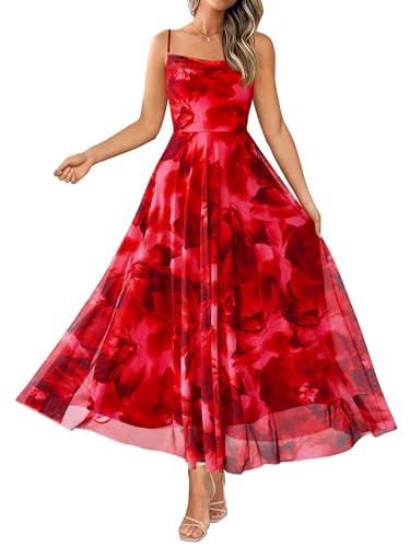 BTFBM Women Summer Floral Maxi Dresses Elegant Spaghetti Strap Dress Printed Party Dress Beach Lo... | Amazon (US)