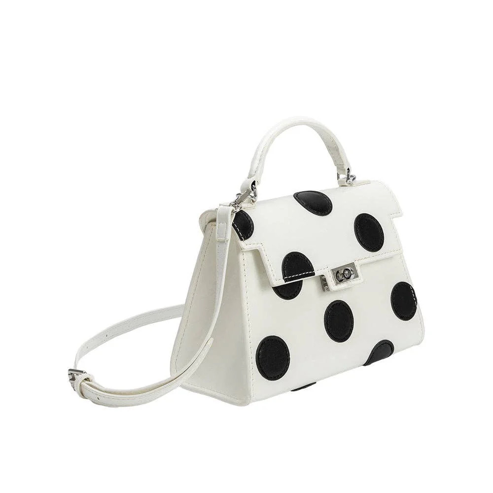 Maisel Polka Drop Top Handle Bag - White | Triple Threads