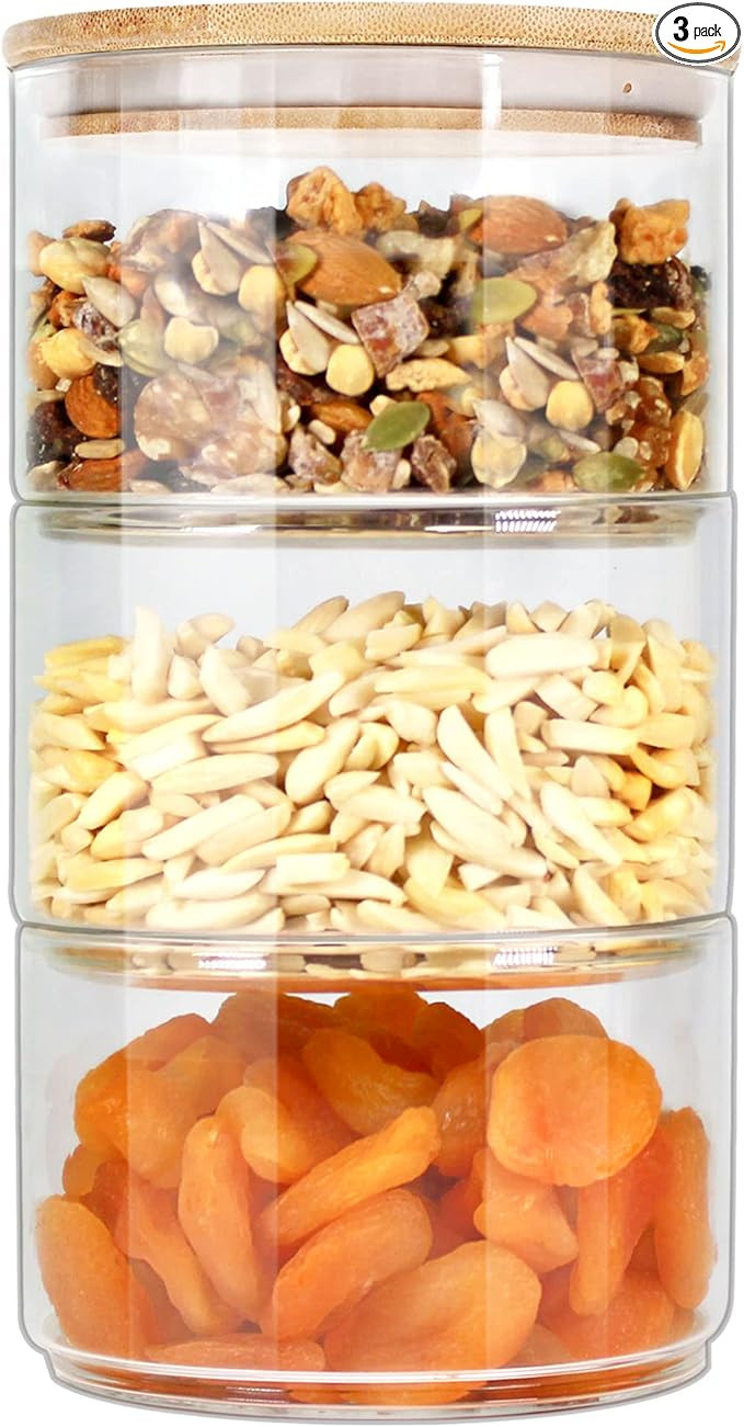 Glass Jar with Bamboo Lids Urban Green, Glass food Storage Containers, Glass Canister set, Glass ... | Amazon (US)