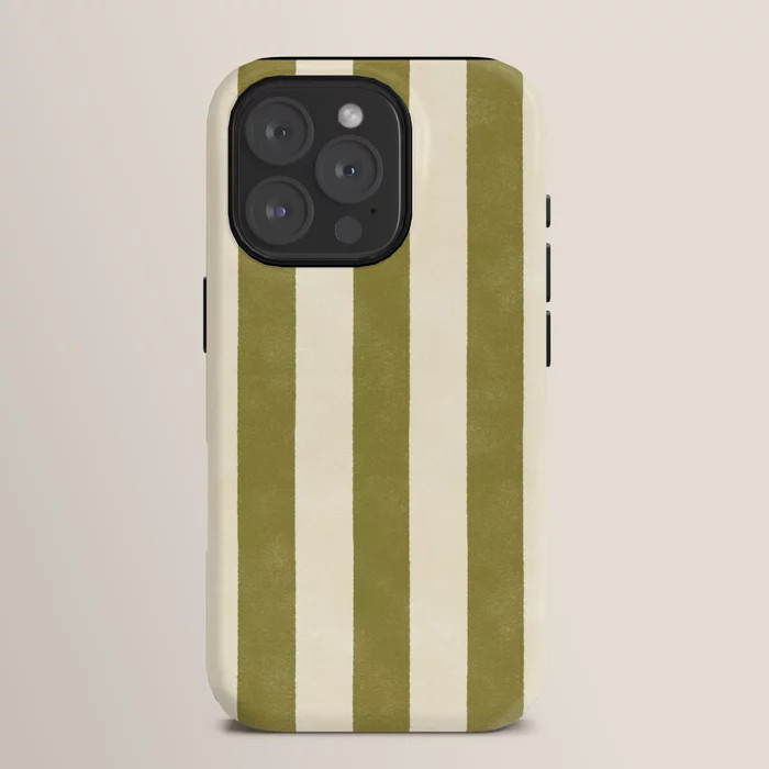Cabana Stripe - moss green and cream iPhone Case | Society6