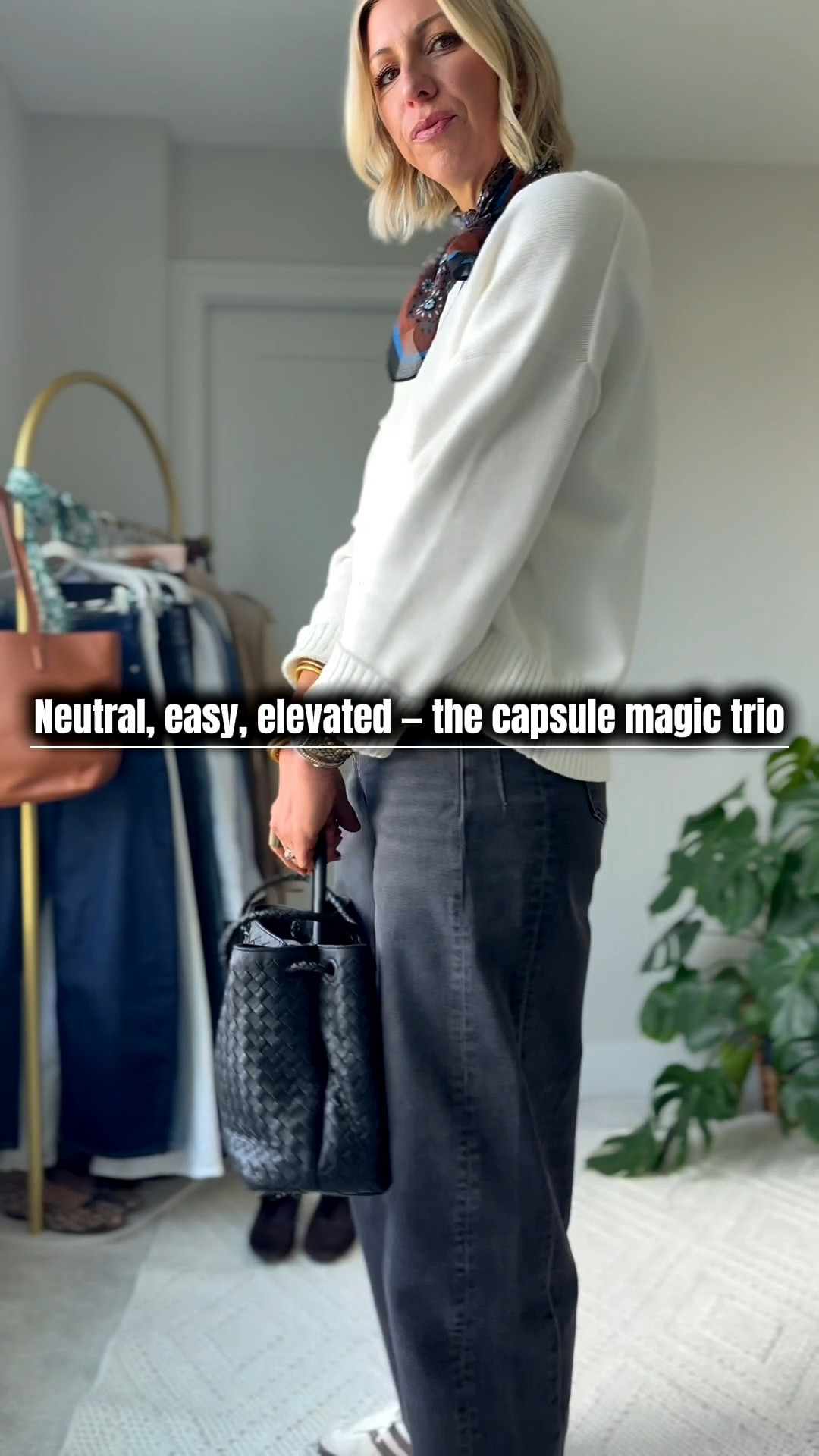 Here’s the full look from my Capsule Diaries: Mom Edition 👜👟
Organic cotton sweater, barrel jeans, and both shoe options are linked for you below + with both jacket options 👏🏻

Wearing a size small tall in these amazing barrel leg jeans. I am 5‘10“ for height reference. 

#LTKOver40 #LTKSeasonal #LTKWorkwear