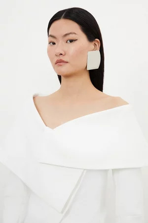 Compact Stretch Asymmetric Collar Tailored Blazer | Karen Millen UK + IE + DE + NL