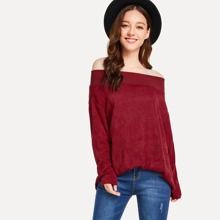 Off The Shoulder Solid Sweater | SHEIN