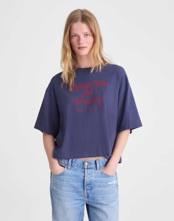The Boxy Crop Tee in Allday Jersey | Madewell