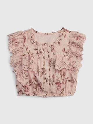Gap × LoveShackFancy Kids Floral Ruffle Button-Front Top | Gap (US)