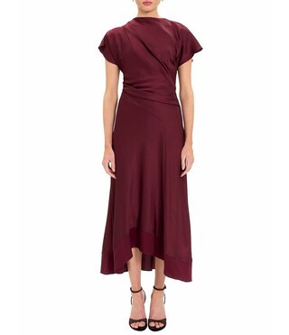 Maggy London Draped Asymmetrical Hem Midi Dress | Dillard's
