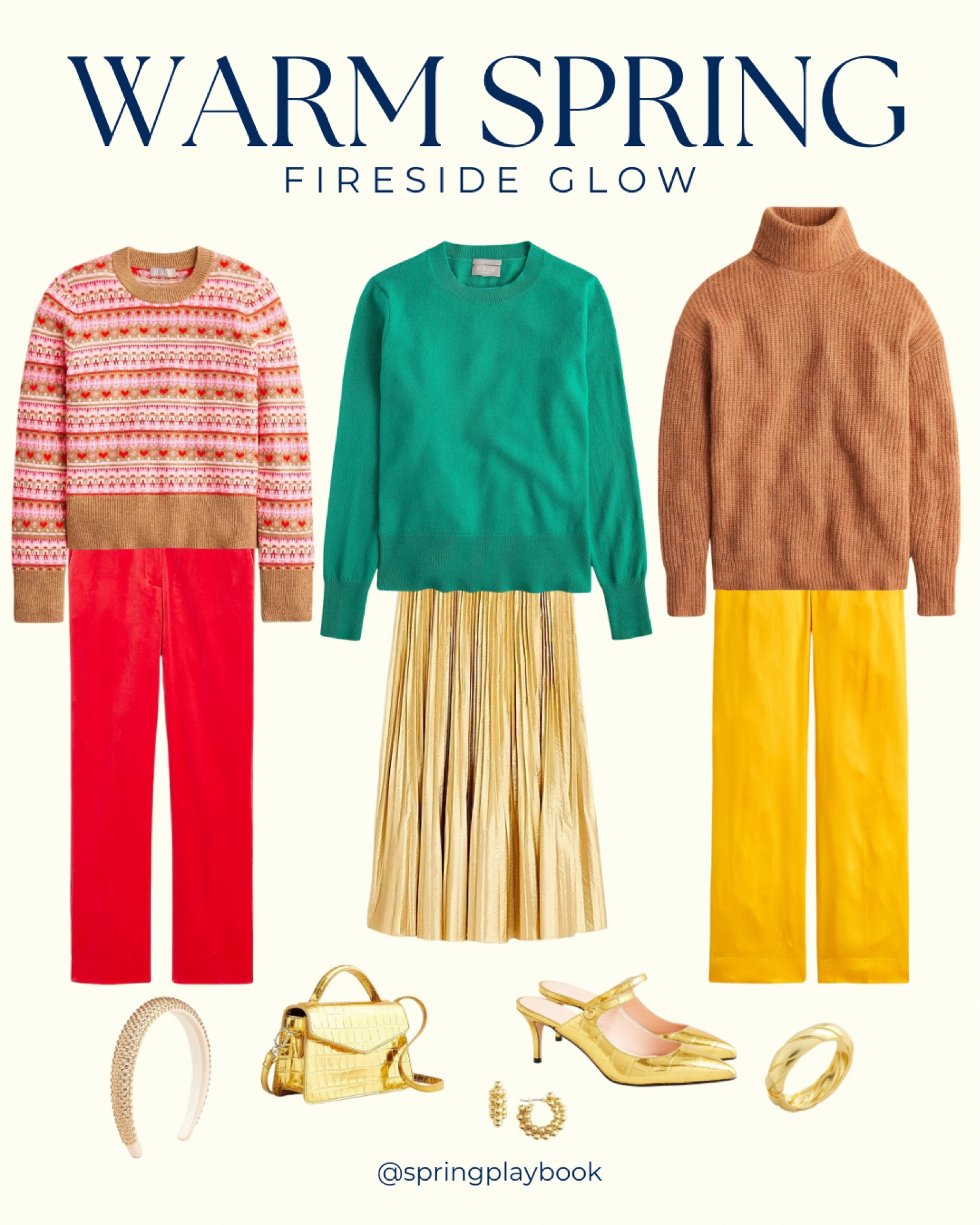 J.Crew Warm Spring looks with bright gold accessories, cashmere sweaters, and colorful pants. 

Green sweater is #hocaquamarine IRL

#createdcolorful #createdcolorfulspring #hocspring #tcispring #pcaspring #lightspring #warmsptring #truespring #brightspring #clearspring #paintboxspring #bluespring

#LTKsalealert #LTKworkwear #LTKparties
