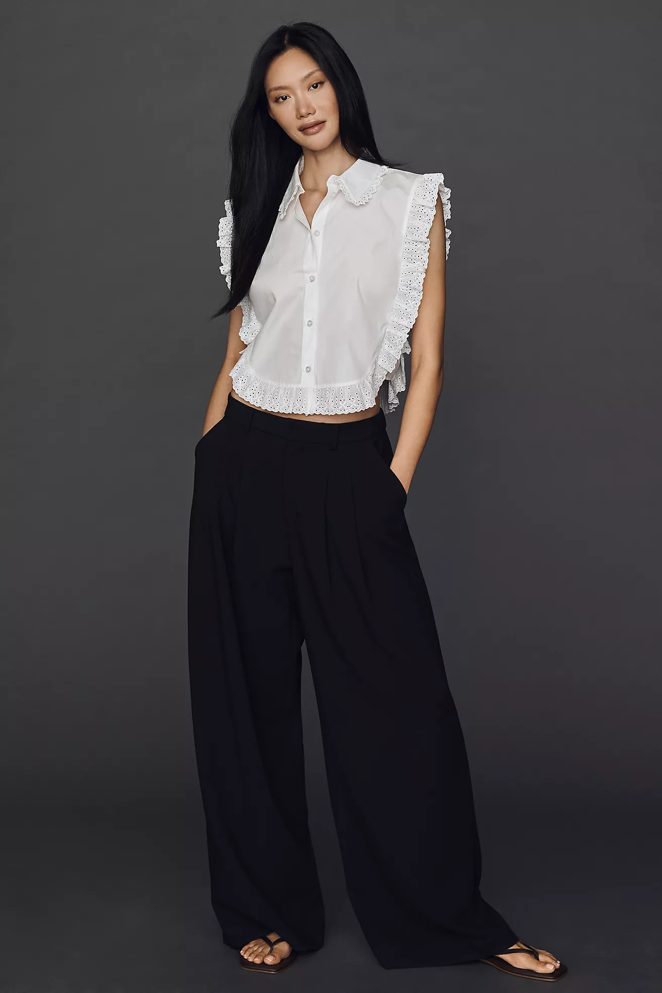 Maeve Cotton Ruffle Lace Top | Anthropologie (US)