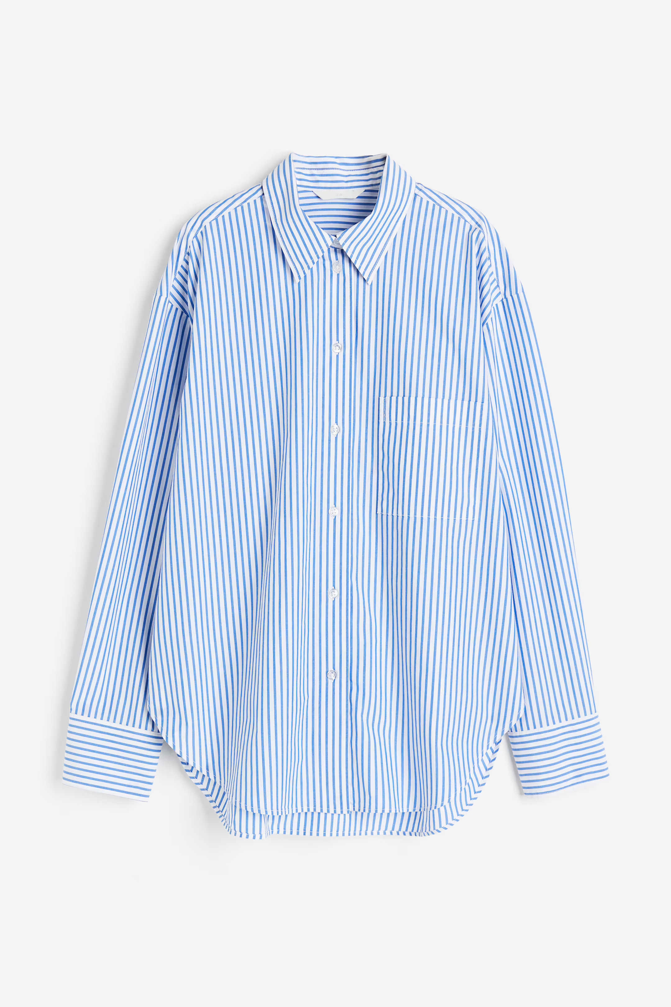 Oversized poplin shirt - Sky blue/Striped - Ladies | H&M GB | H&M (UK, MY, IN, SG, PH, TW, HK)