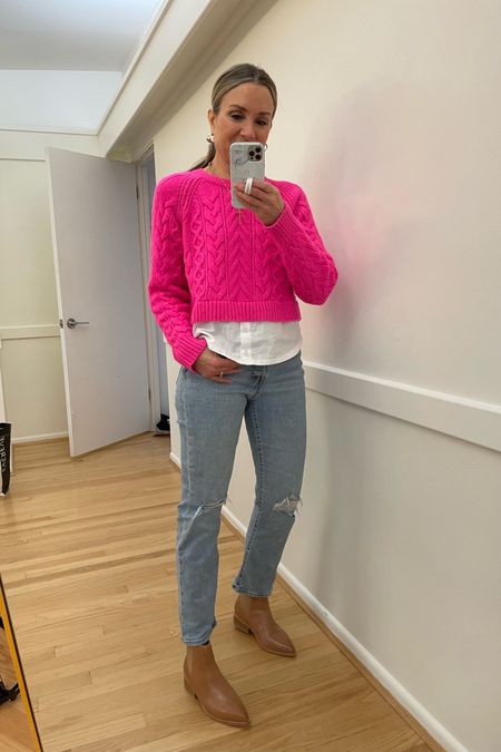 Spring ootd! Pink sweater, Levi’s wedgie jeans, Frankie4 boots available on us.frankie4.com

Weekend outfit, straight leg jeans, anthropologie, spring sweater 

#LTKunder100 #LTKstyletip #LTKsalealert