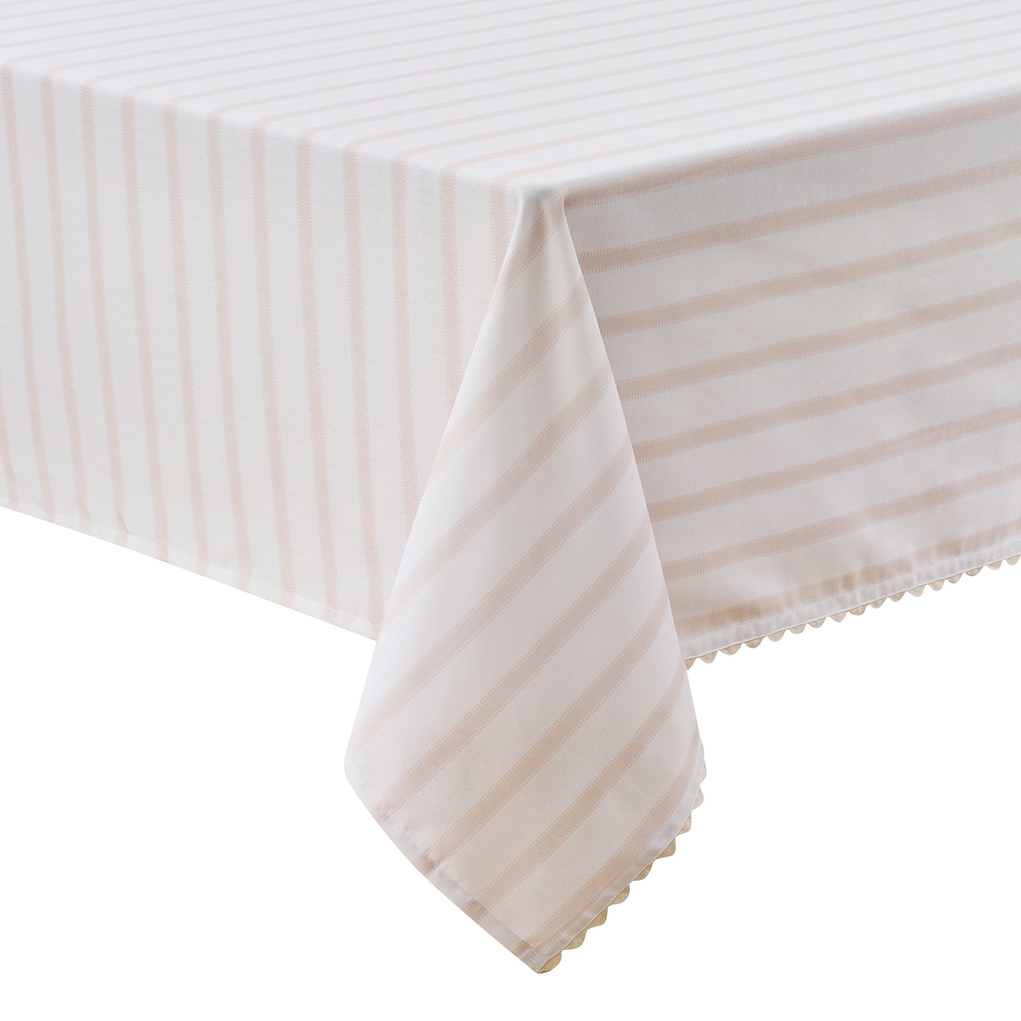 Mainstays by Becky G. & Alejandra Fabric Tablecloth, Beige Stripe, 60" x 84" | Walmart (US)