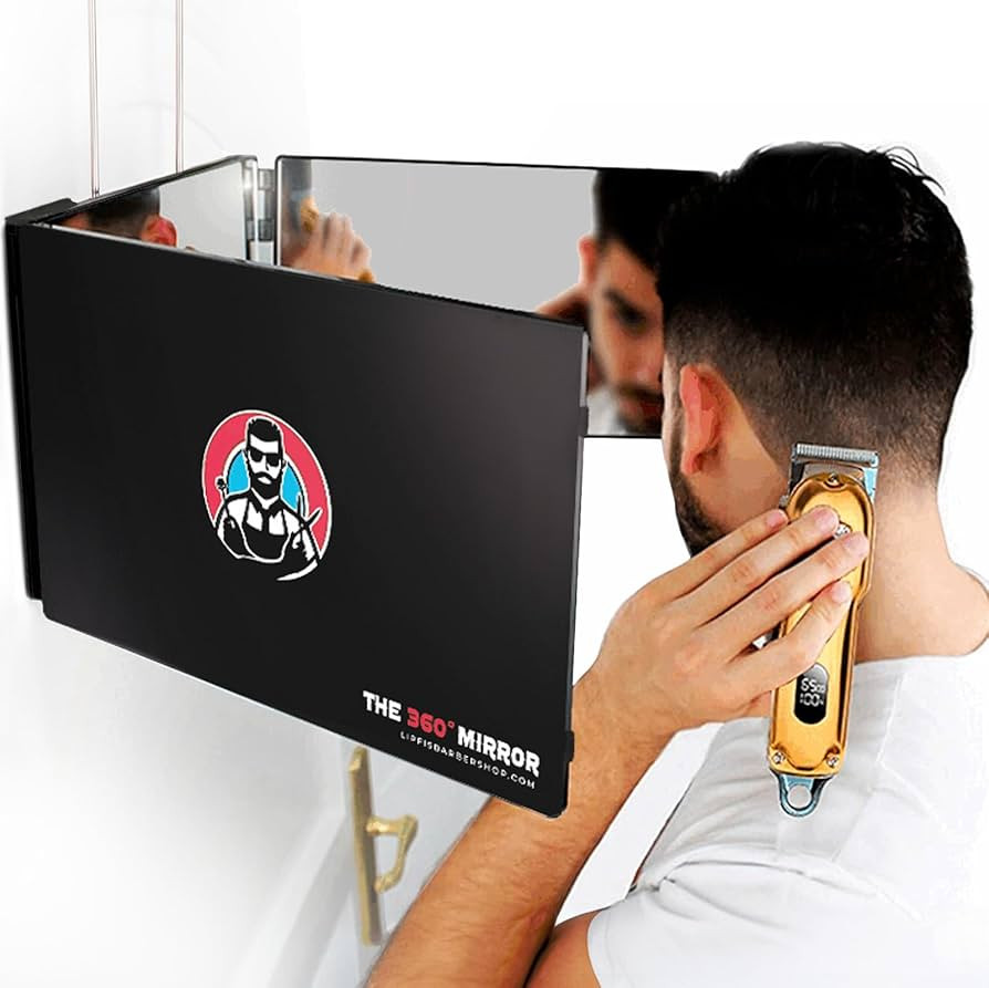 The 360 Mirror - 3 Way Mirror for Self Hair Cutting - Adjustable Trifold Barber Miror to Cut Your... | Amazon (US)