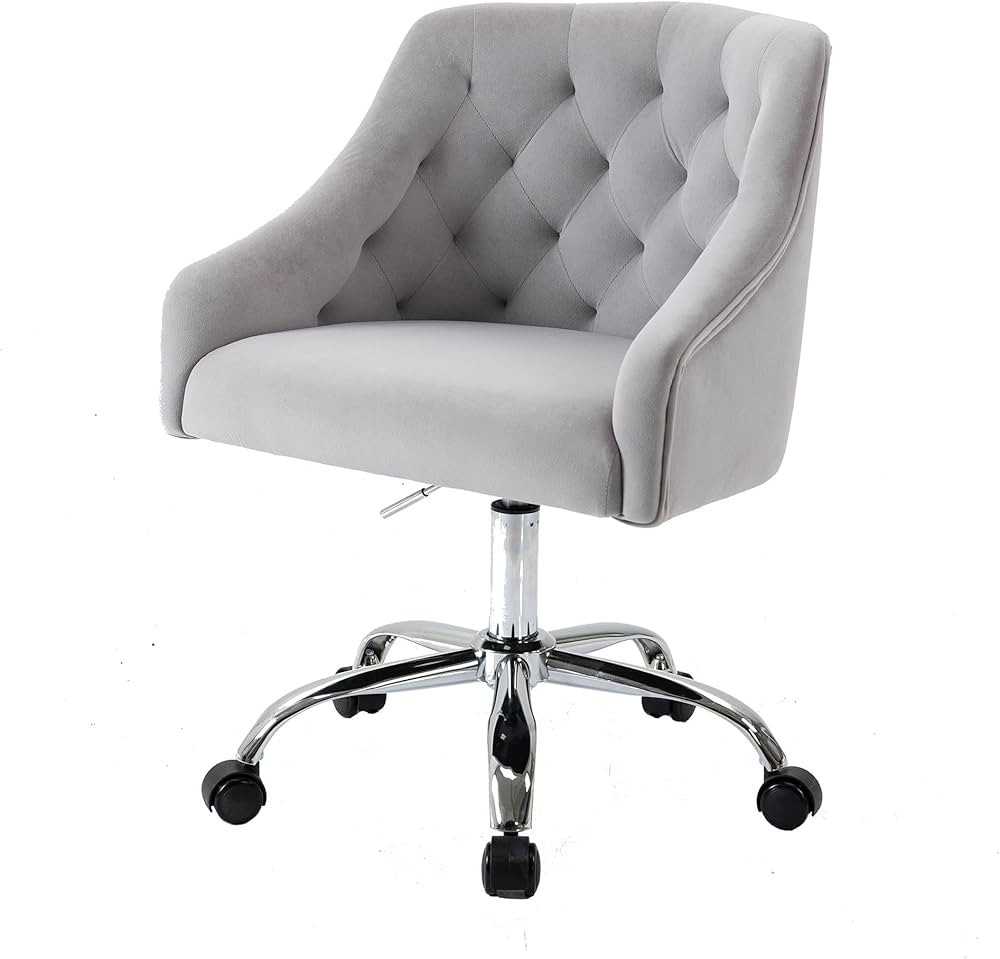 RIDFY Velvet Home Office Chair,360° Swivel Desk Chair with Gold Base,Modern Upholstered Tufted V... | Amazon (US)