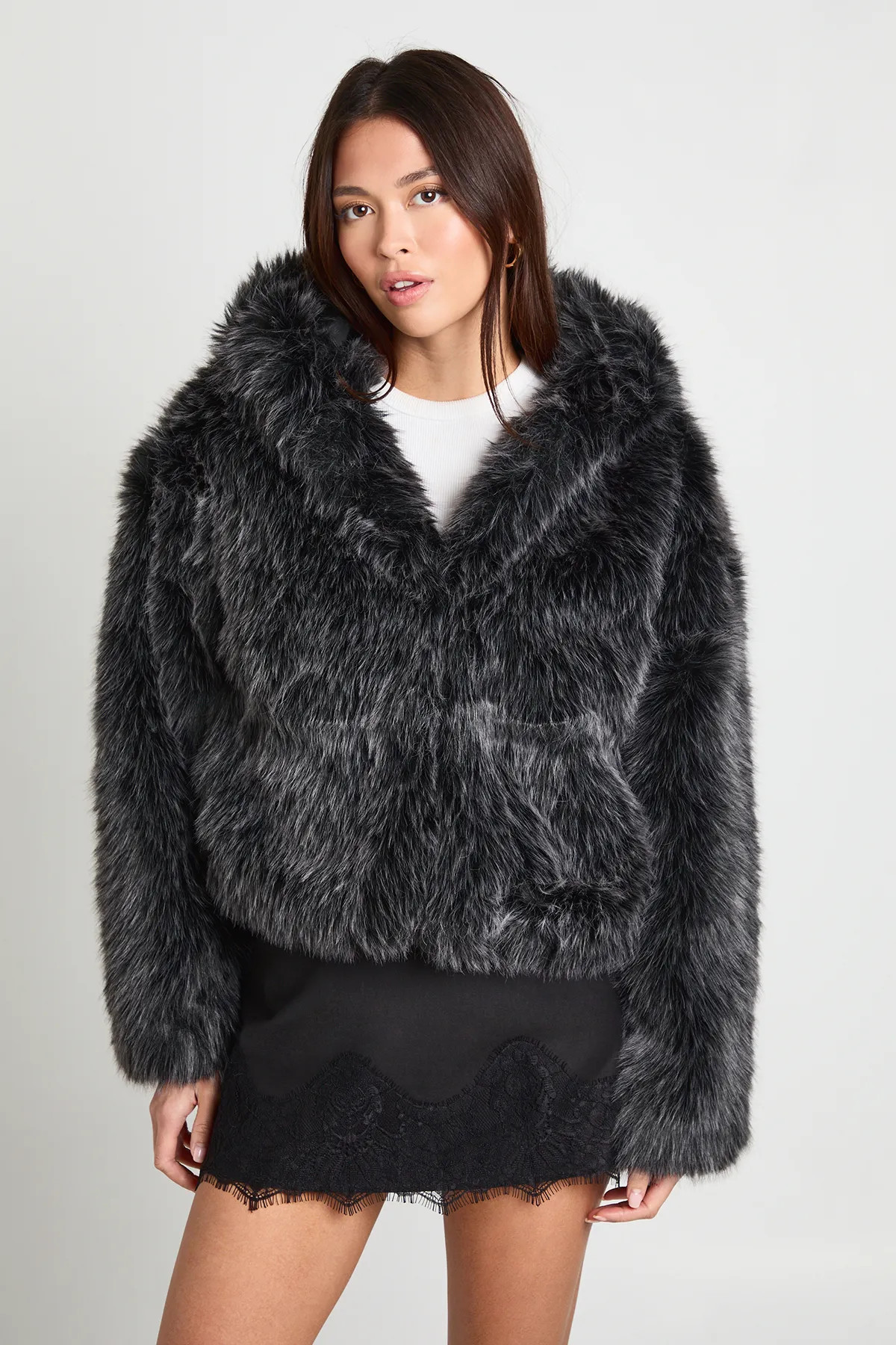 Short Hooded  Premium Faux Fur Jacket | boohoo (US & Canada)