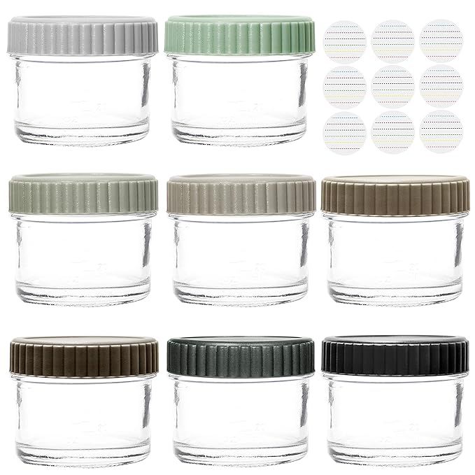 Youngever Glass Baby Food Storage, 4 Ounce Stackable Baby Food Glass Containers with Airtight Lid... | Amazon (US)