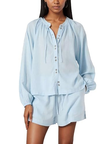 Wanzetaly Women's Oversized 2 Piece Sets Long Sleeve Button Down Shirt Matching Shorts Sets Sprin... | Amazon (US)