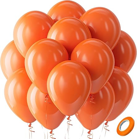 Bezente Orange Balloons Latex Party Balloons - 100 Pack 12 inch Orange Round Helium Balloons for ... | Amazon (US)