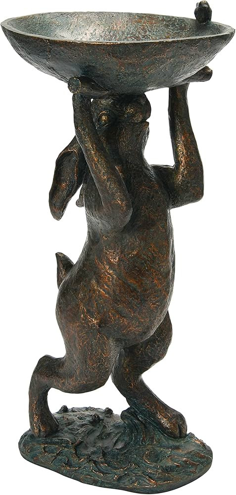 Creative Co-Op Decorative Resin Rabbit, Green Patina Finish Bird Bath, 9" L x 7" W x 17" H | Amazon (US)