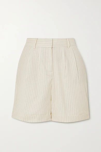 FRAME - Pinstriped Linen-blend Shorts - White | NET-A-PORTER (US)