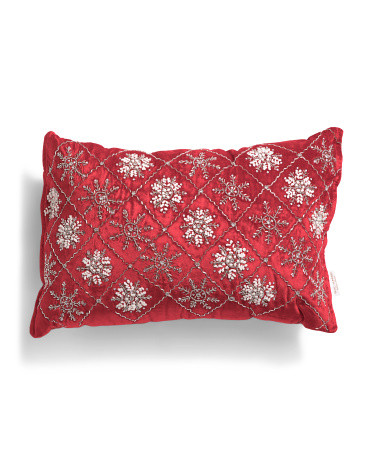 14x26 Rectangle Snowflake Beaded Pillow | TJ Maxx